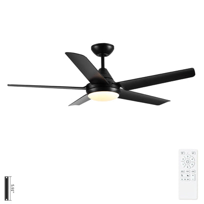 HouseOfZazla black ceiling fan with LED light, remote control, 3-CCT dimmable LEDs on Tampa Home & Garden Store