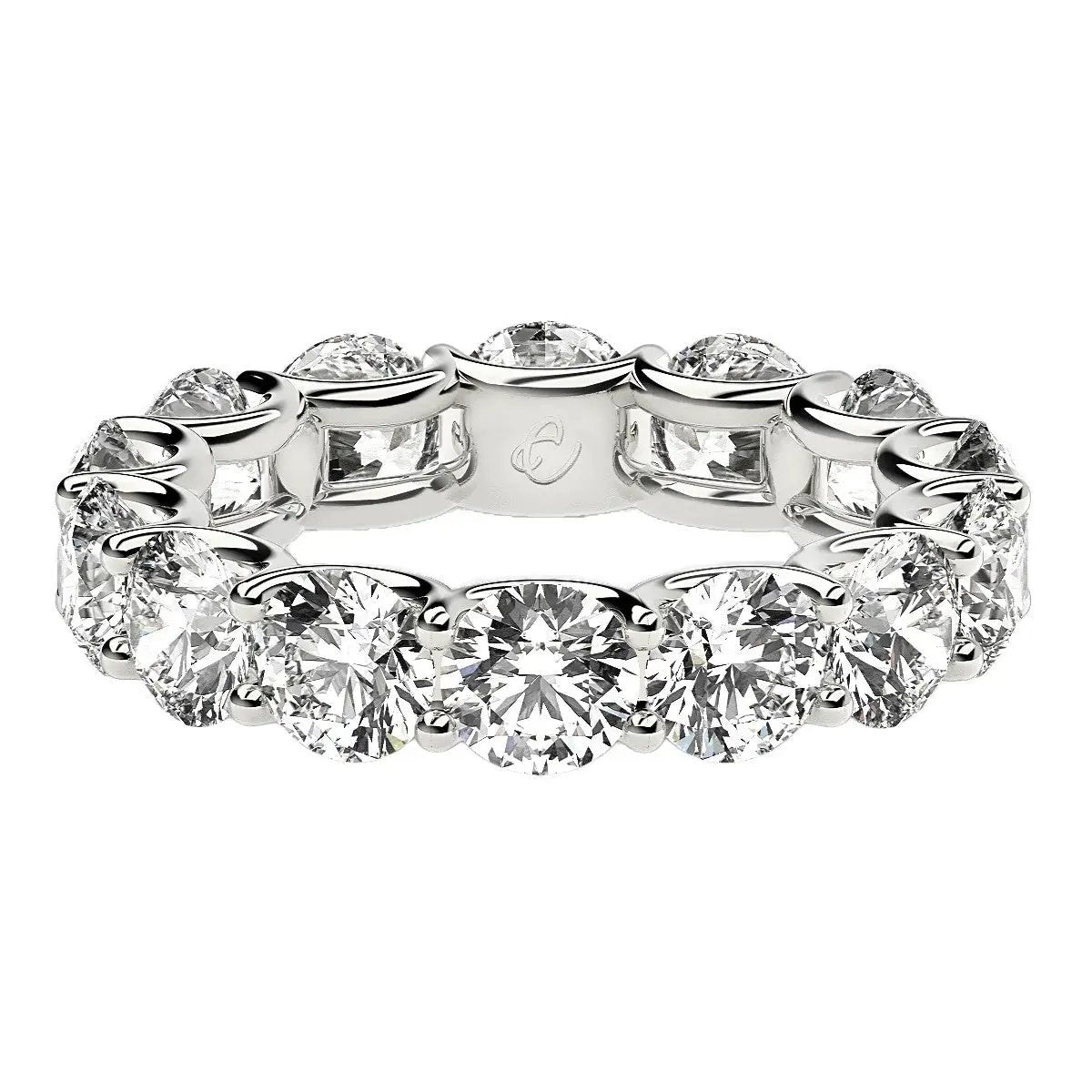 Round-cut lab-grown diamond eternity ring in 14k white gold, 6 cttw, F/G color VS2 clarity on Tampa Home & Garden Store