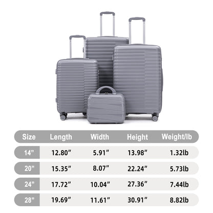4-piece spinner luggage set light gray with cosmetic case by HouseOfZazla on Tampa Home & Garden Store