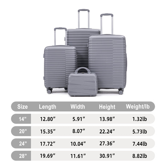 4-piece spinner luggage set light gray with cosmetic case by HouseOfZazla on Tampa Home & Garden Store