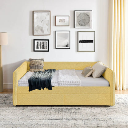 Upholstered Daybed & 2 Drawers in yellow fabric by Unique Piece Furniture, storage bed on Tampa Home & Garden Store