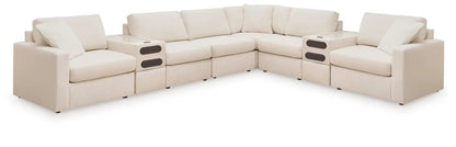 Modmax Sectional Oyster modular beige fabric with built-in cupholder consoles on Tampa Home & Garden Store