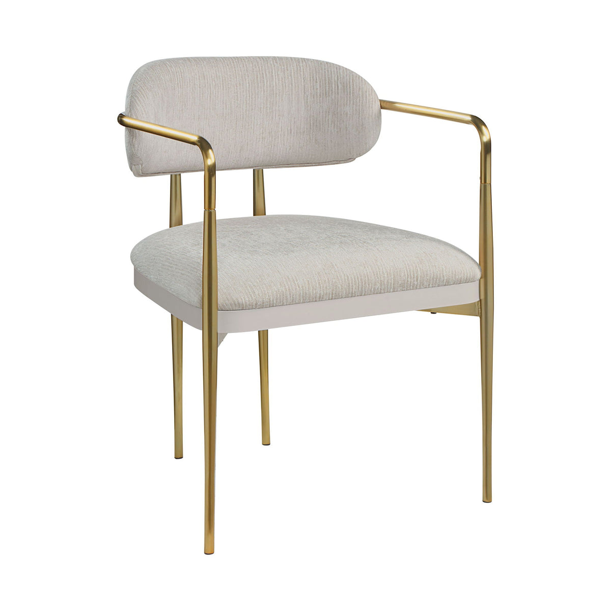 Beige chenille arm chair set with gold metal legs set of 2 on Tampa Home & Garden Store