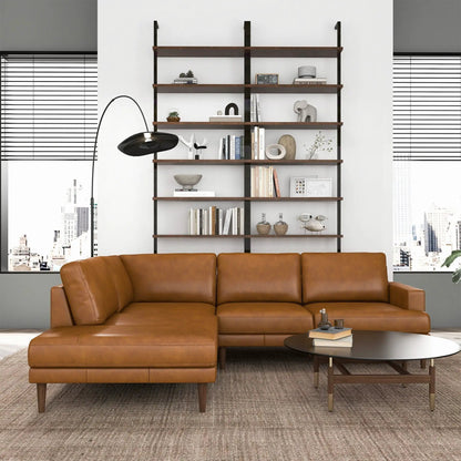 Corbin L-shaped stationary sectional sofa in brown leather by Unique Piece Furniture on Tampa Home & Garden Store
