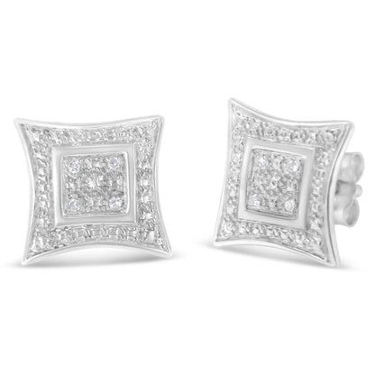 Sterling silver four-pointed star halo stud earrings with diamond accents by Bids.com on Tampa Home & Garden Store