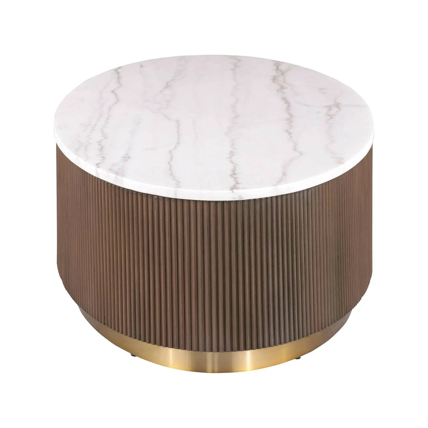 Modern Round Table with Marble Top Gold Accents