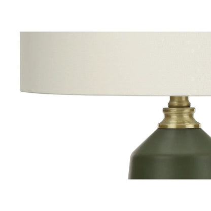Table lamp green ceramic base with brass neck and cream shade, Unique Piece Furniture on Tampa Home & Garden Store