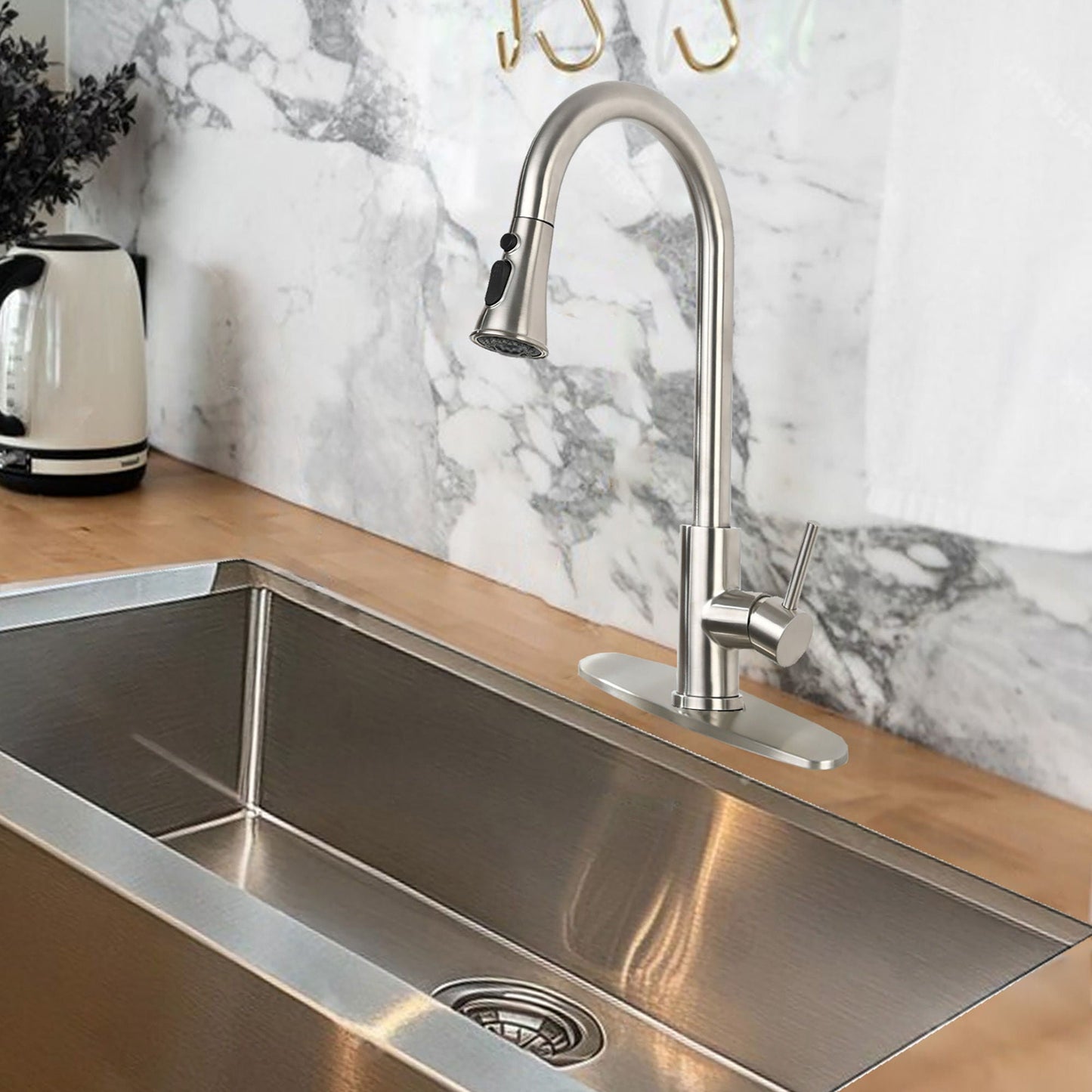 High Arc Kitchen Faucet and Pull Down Sprayer