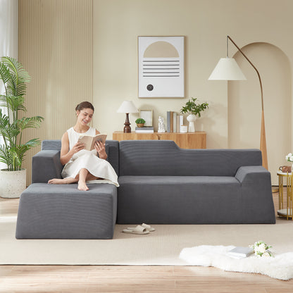 Modern Minimalist Wide Striped Corduroy Sofa