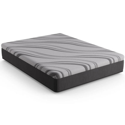 Bib Nl 12in Pro Gel Hybrid Mattress Medium, grey striped cover, Unique Piece Furniture on Tampa Home & Garden Store