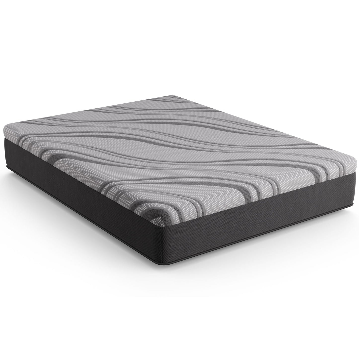 Bib NL 12in Pro Gel Hybrid Mattress gray striped cover by HouseOfZazla on Tampa Home & Garden Store