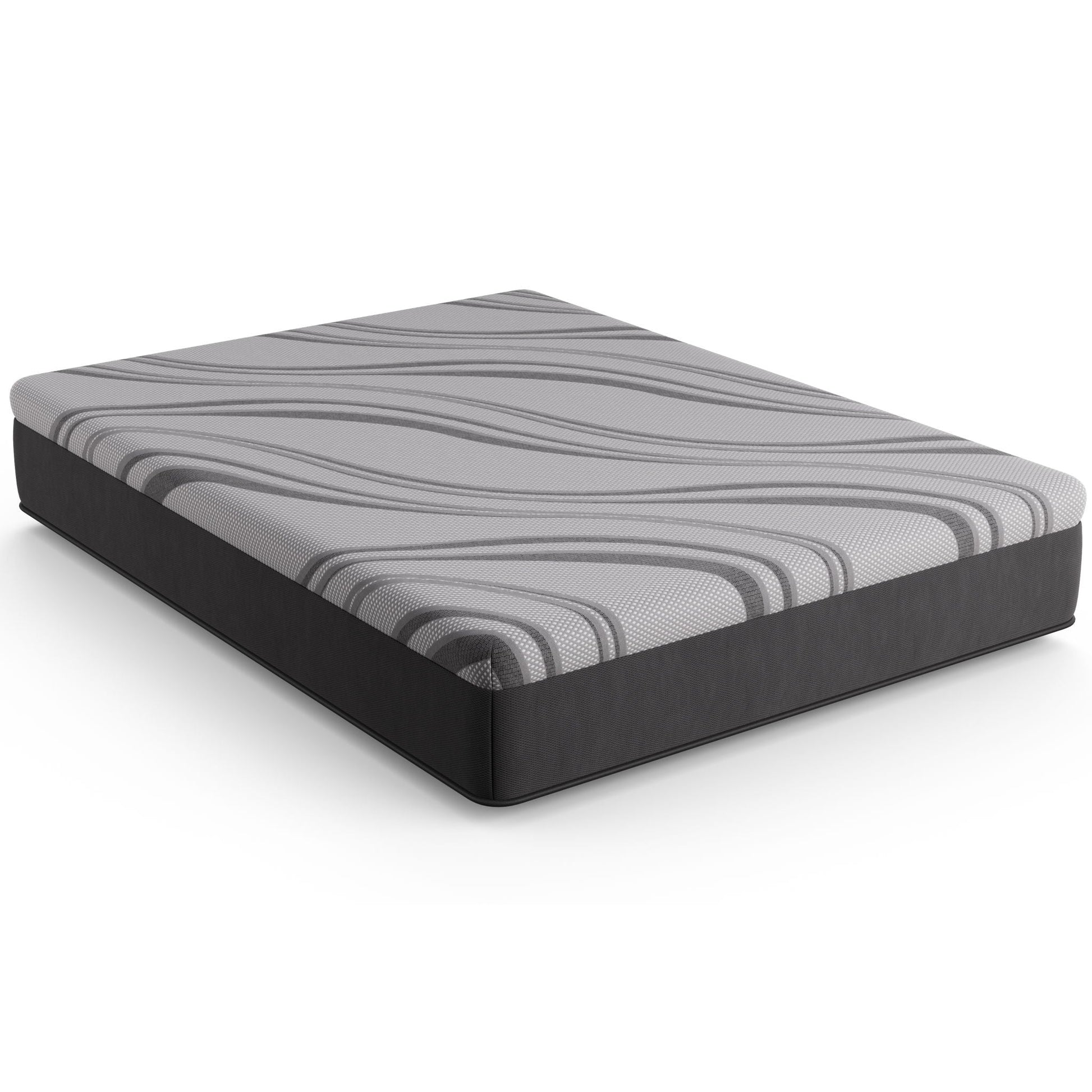 Bib NL 12in Pro Gel Hybrid Mattress gray striped cover by HouseOfZazla on Tampa Home & Garden Store