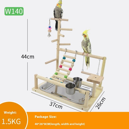 Sichuan Pepper Parrot Climbing Training Platform natural wood bird gym with ladders two parrots on Tampa Home & Garden Store