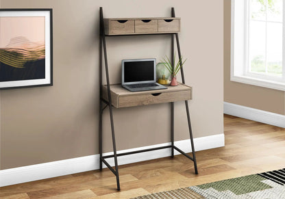 Computer desk with lean black metal frame and light woodgrain drawers, three top drawers on Tampa Home & Garden Store