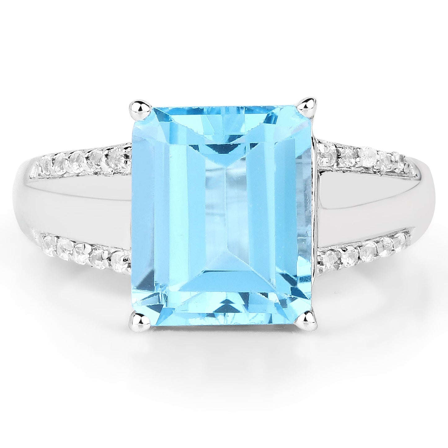 Ring with 5.78ct Swiss blue topaz and white topaz accents in .925 sterling silver on Tampa Home & Garden Store