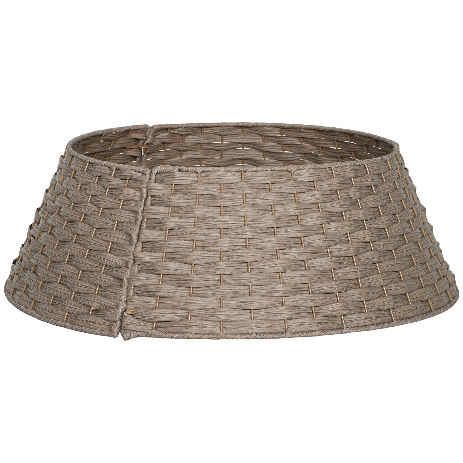 2.25 ft Rustic Christmas Tree Skirt woven wicker texture natural brown round edge on Tampa Home & Garden Store