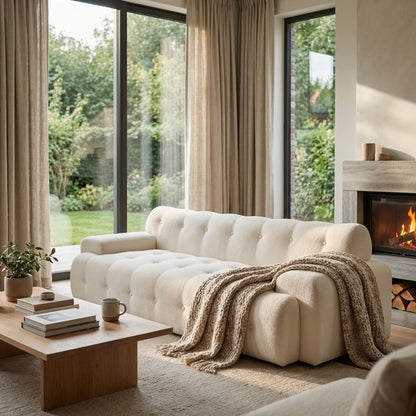 Cloud Chenille Three Seater Sofa with Tufting