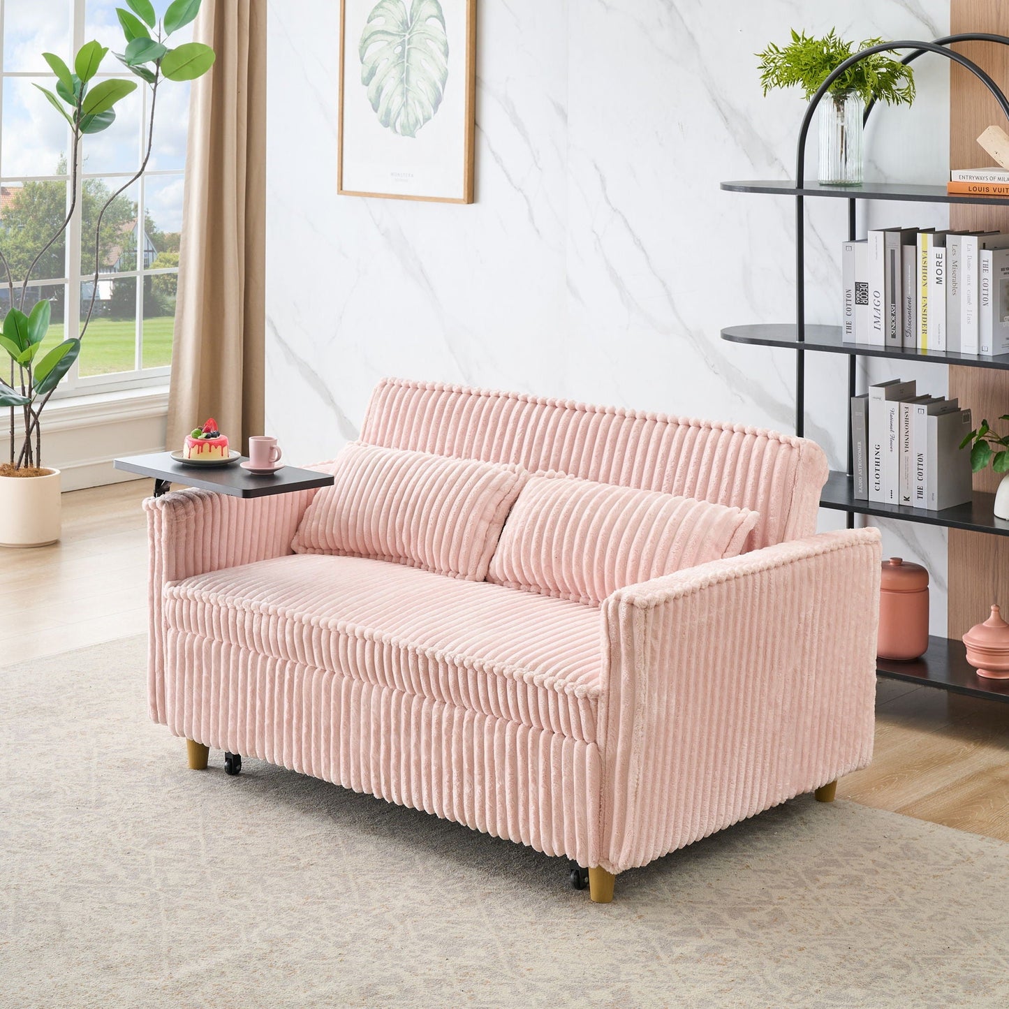 Pull Out Sofa With Movable Table and Usb Ports