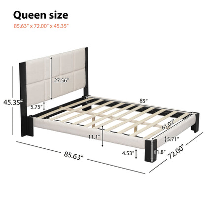Boucle Queen Bed Frame With A Soft Headboard