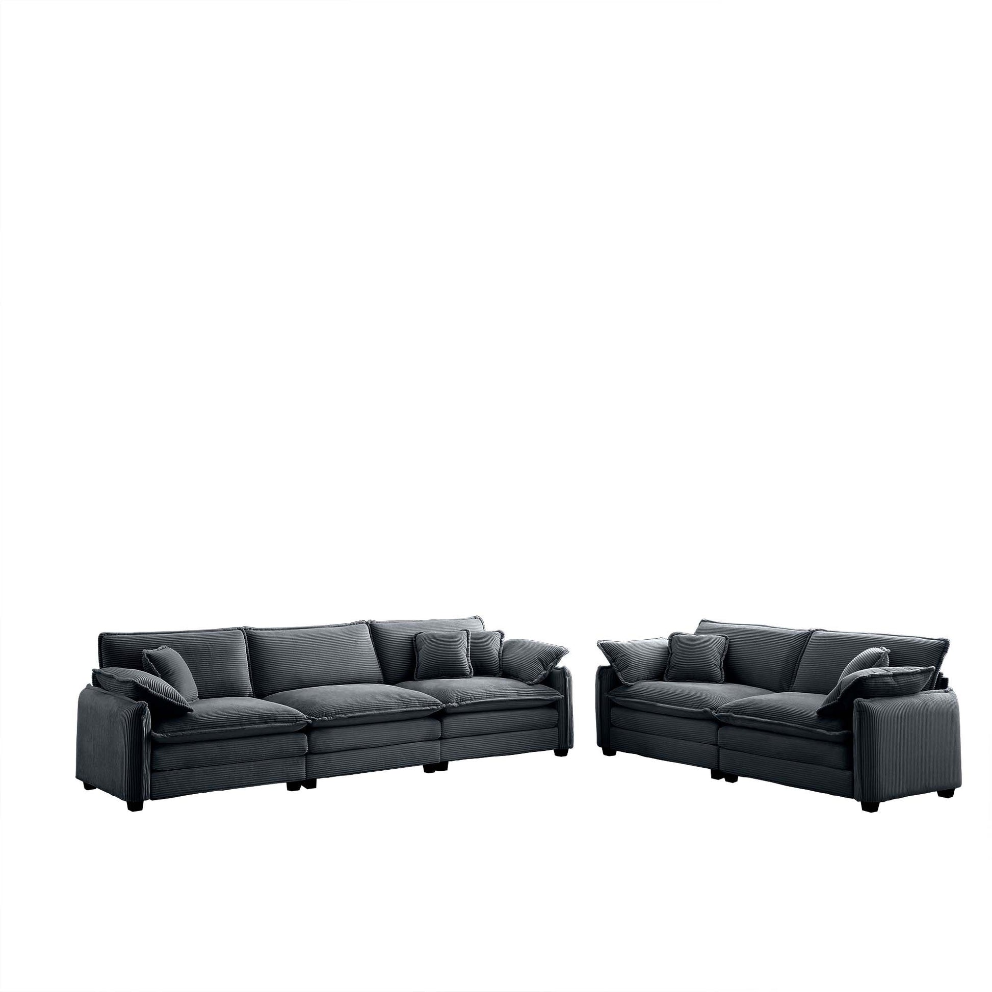Family Sofa Set deep-seat charcoal gray sofas 2-piece by HouseOfZazla on Tampa Home & Garden Store