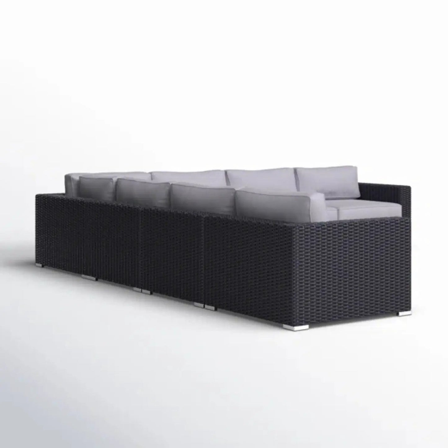 Luxurious Wicker Patio Sectional with Grey Sunbrella cushions, weatherproof modular seating on Tampa Home & Garden Store