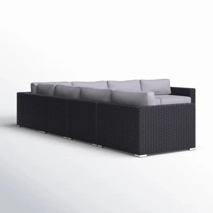 Luxurious Wicker Patio Sectional with Grey Sunbrella cushions, weatherproof modular seating on Tampa Home & Garden Store