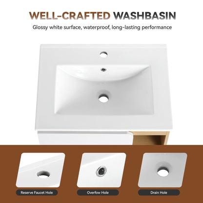 4 Piece Bathroom Vanity Set with Sink, white porcelain basin, light oak storage HouseOfZazla on Tampa Home & Garden Store