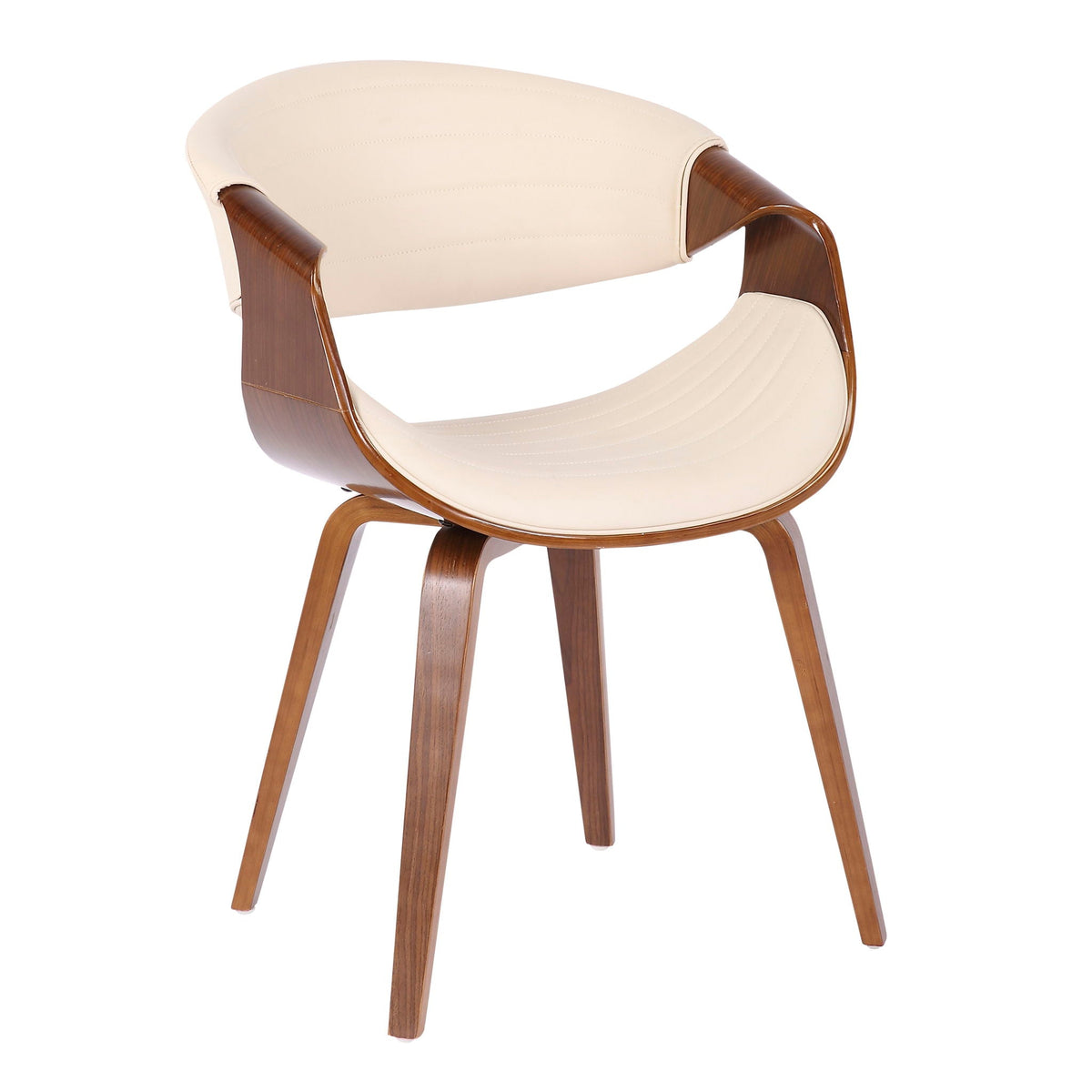 Mid-Century Modern dining chair with bent wood legs in beige upholstery on Tampa Home & Garden Store