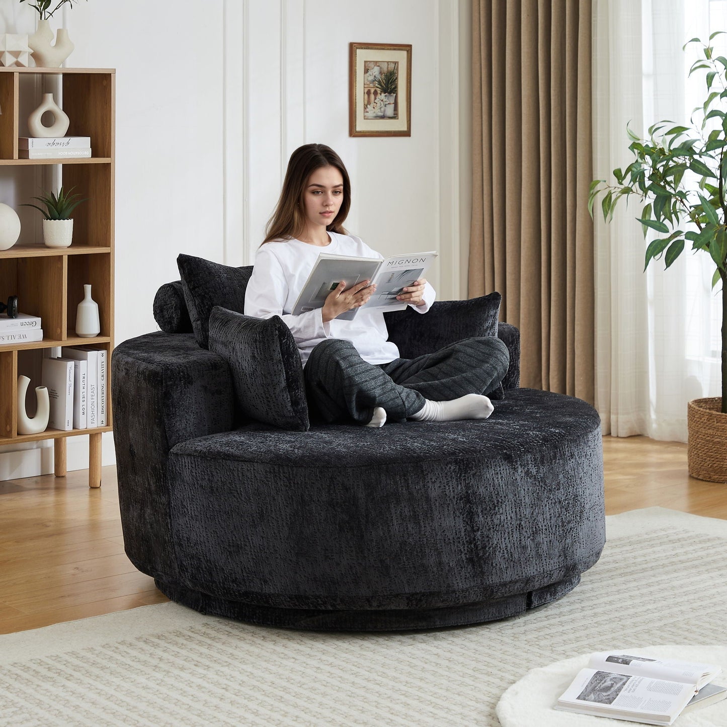 Modern Single Sofa and Swivel Sleeper Chair