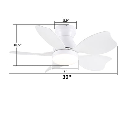Low Profile Flush Mount Ceiling Fan With Light by HouseOfZazla, white four-blade design on Tampa Home & Garden Store