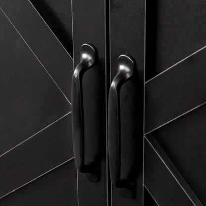 Cabinet with four doors in black and silver curved handles on Tampa Home & Garden Store