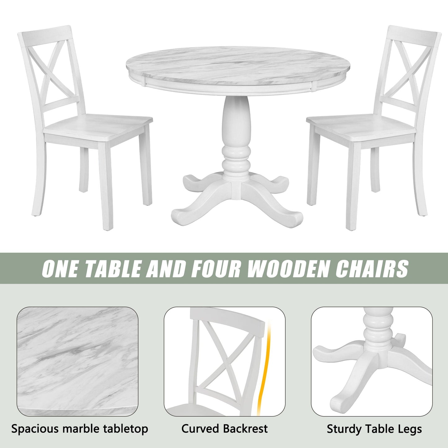 Elegant 5 Pieces Dining Table and 4 Chairs Set