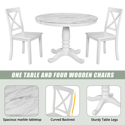 Elegant 5 Pieces Dining Table and 4 Chairs Set