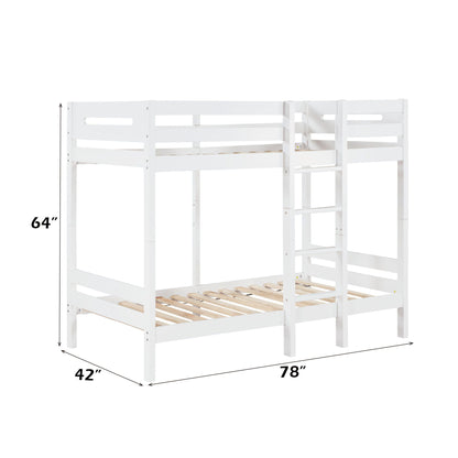 Esin Twin Twin Bunk Bed White by HouseOfZazla with ladder on Tampa Home & Garden Store