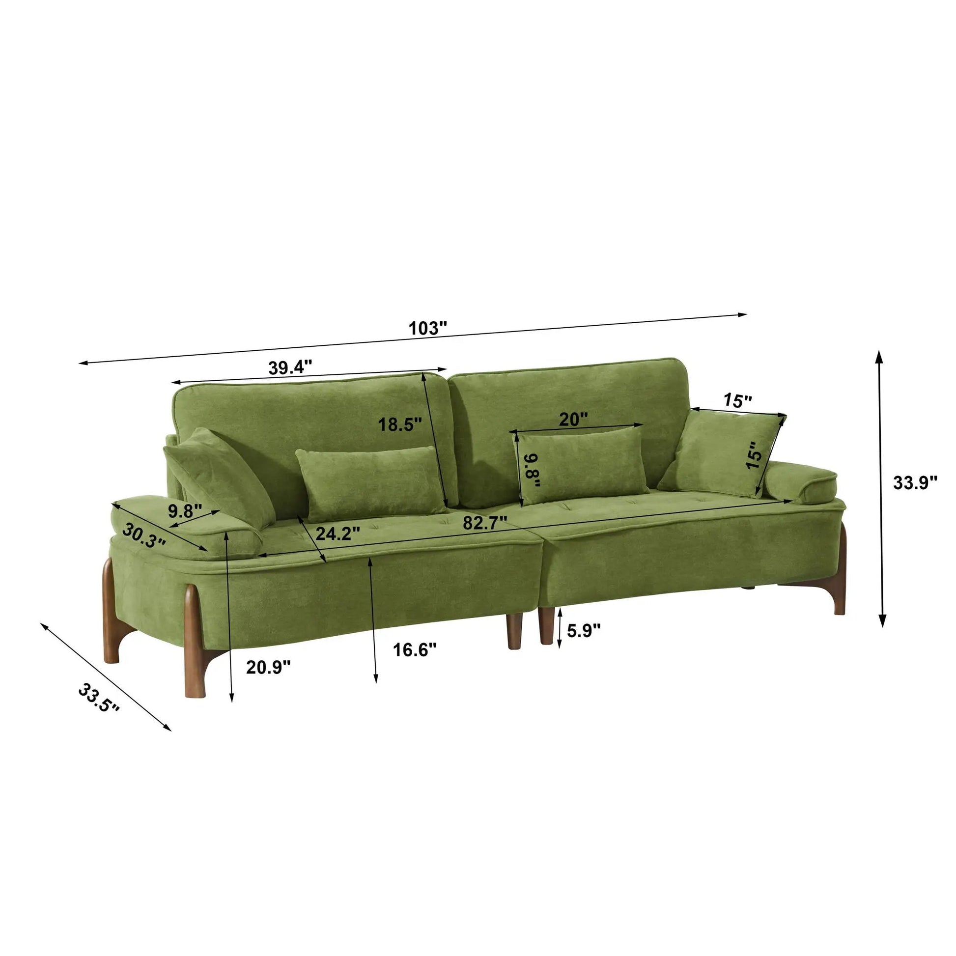 Comfortable Deep Seated Sofa With Pillows green upholstery Unique Piece Furniture on Tampa Home & Garden Store