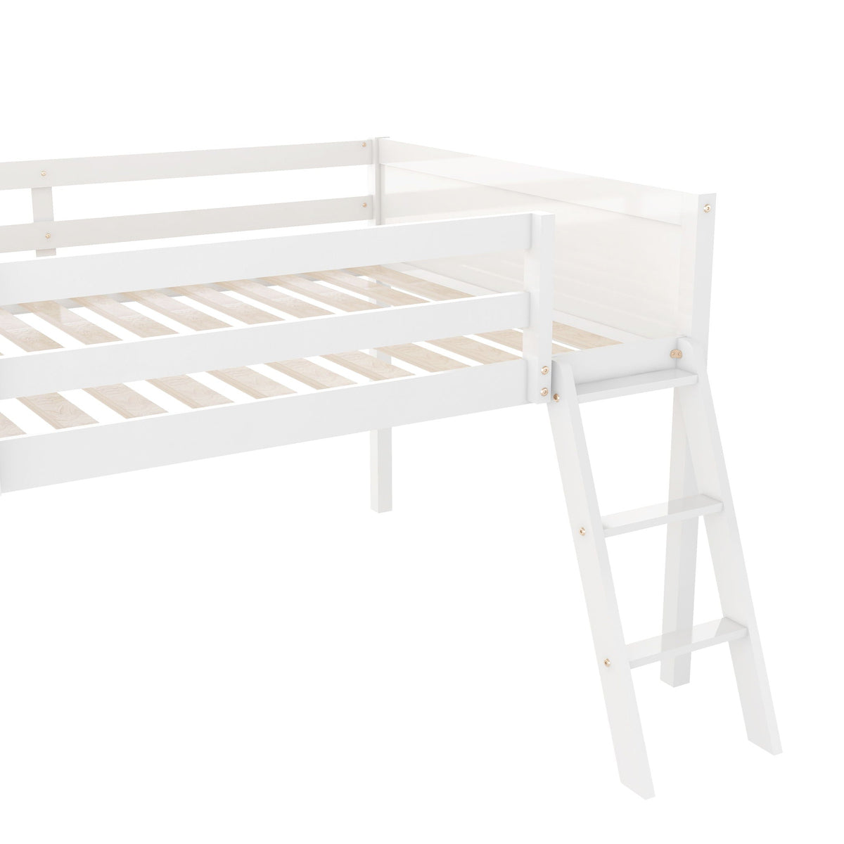Low Loft Bed with Adjustable Ladder in white finish and slatted bed base on Tampa Home & Garden Store