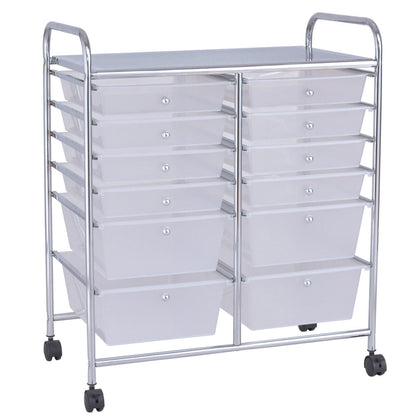 Carrito rodante de 12 cajones para almacenamiento, organizador de papel para álbum de recortes, contenedores - Negro