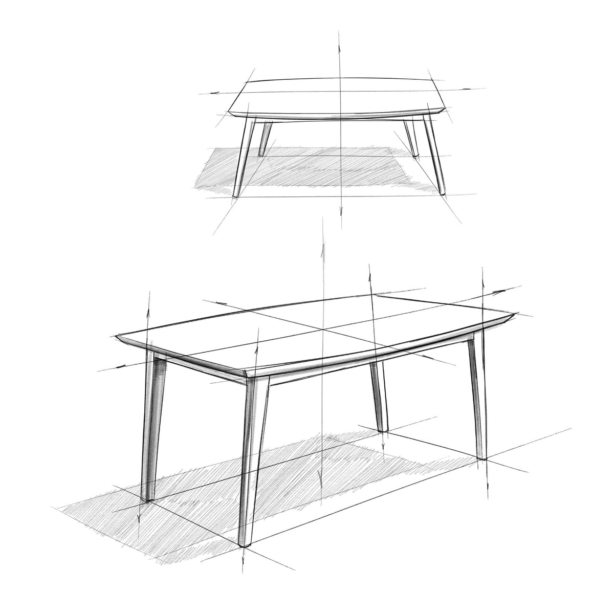 Rectangular dining table in light or dark brown wood by HouseOfZazla sketch on Tampa Home & Garden Store