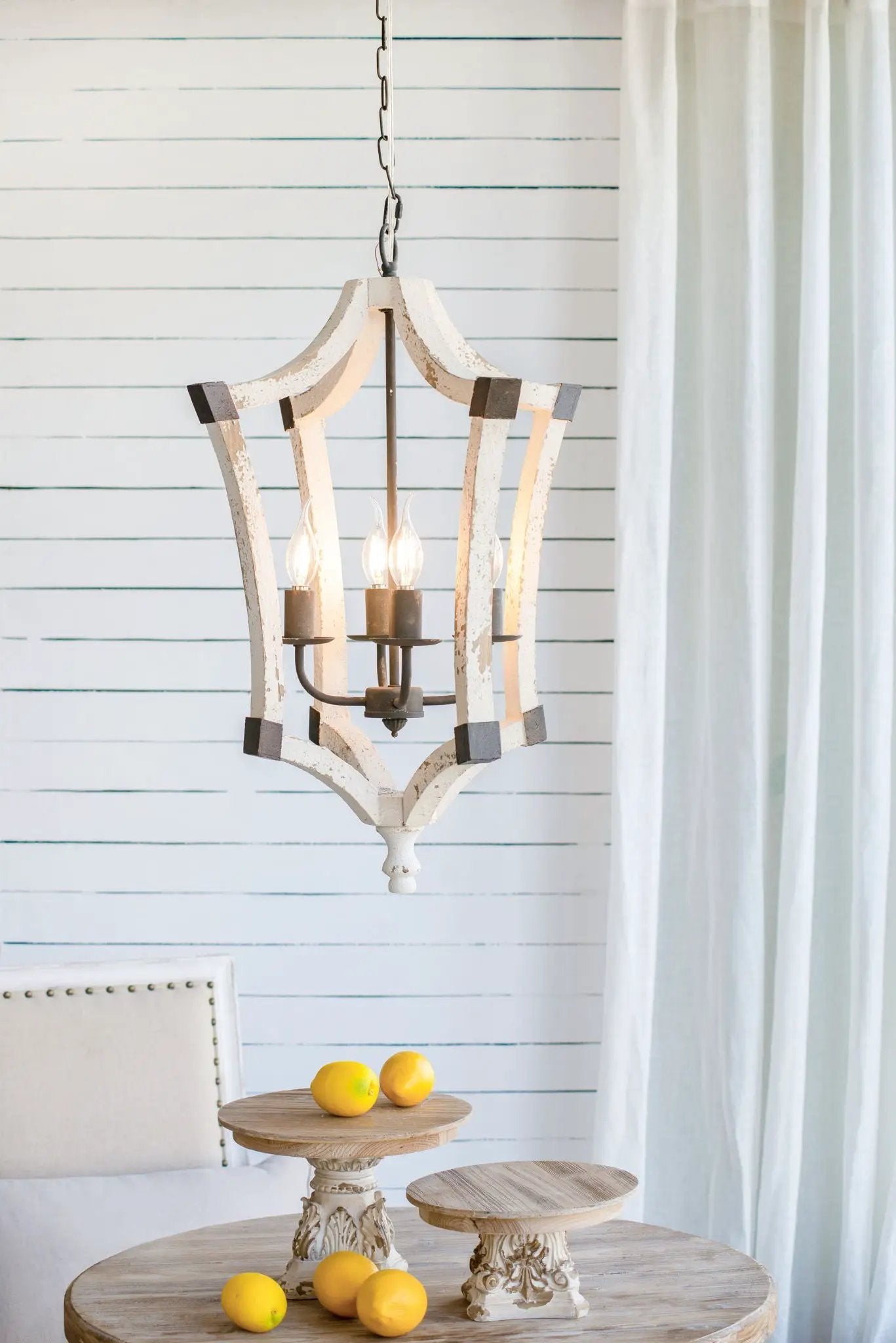 Cream 4 Light Chandelier with Adjustable Chain