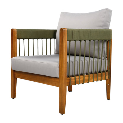 Set Of 2 Acacia Wood Club Chairs With Rope