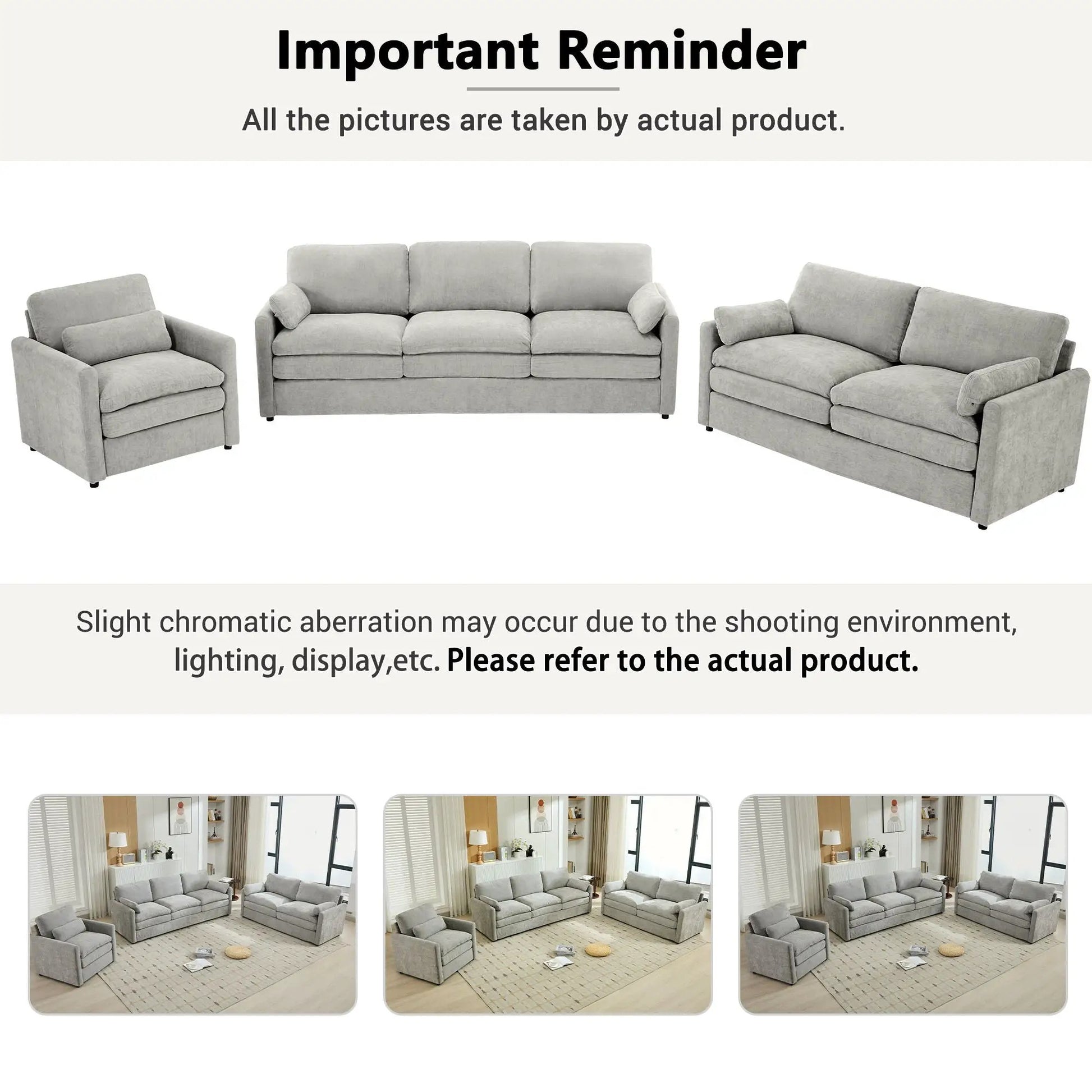 Cloud Sofa Set with sofa and two armchairs in light gray fabric on Tampa Home & Garden Store