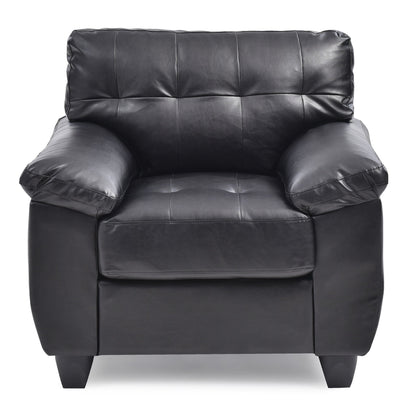 Black leather accent chair by HouseOfZazla with removable back and pocketed coil cushion on Tampa Home & Garden Store