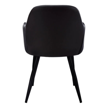Dining chair set of 2, black upholstered leatherette with rounded back and tapered legs on Tampa Home & Garden Store
