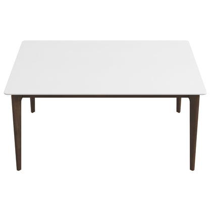 Levi modern style rectangular dining table with white tabletop and dark wood legs on Tampa Home & Garden Store