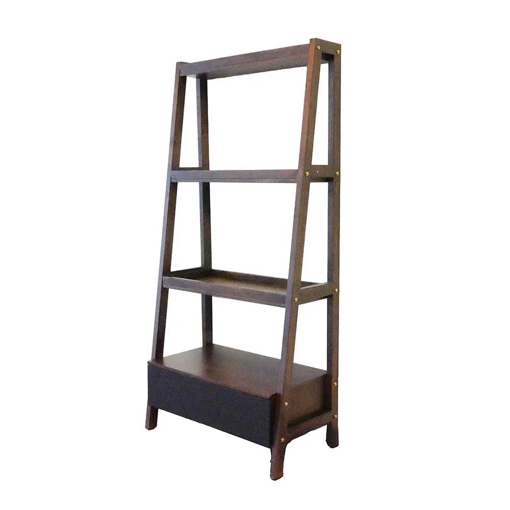 Ladder Shelf and Display Shelf Natural Wood Brown