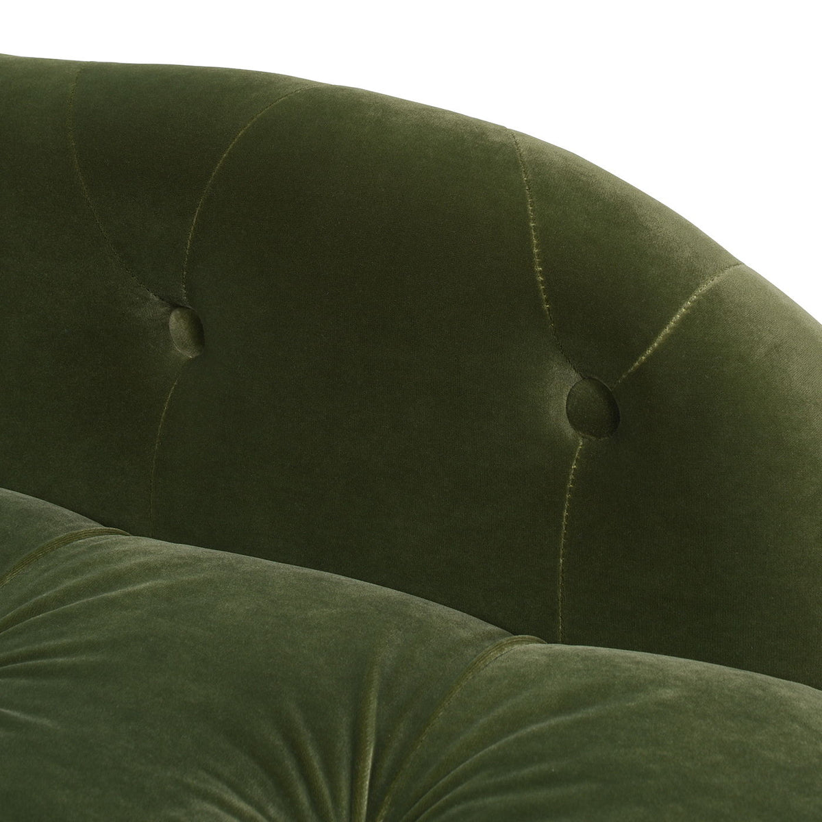 Tufted roll-arm chaise lounge in dark green velvet by HouseOfZazla with button-tufted back on Tampa Home & Garden Store