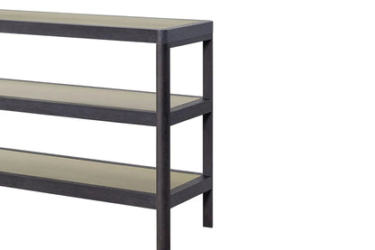Console table with insets in black wood, 3-tier design, Unique Piece Furniture on Tampa Home & Garden Store