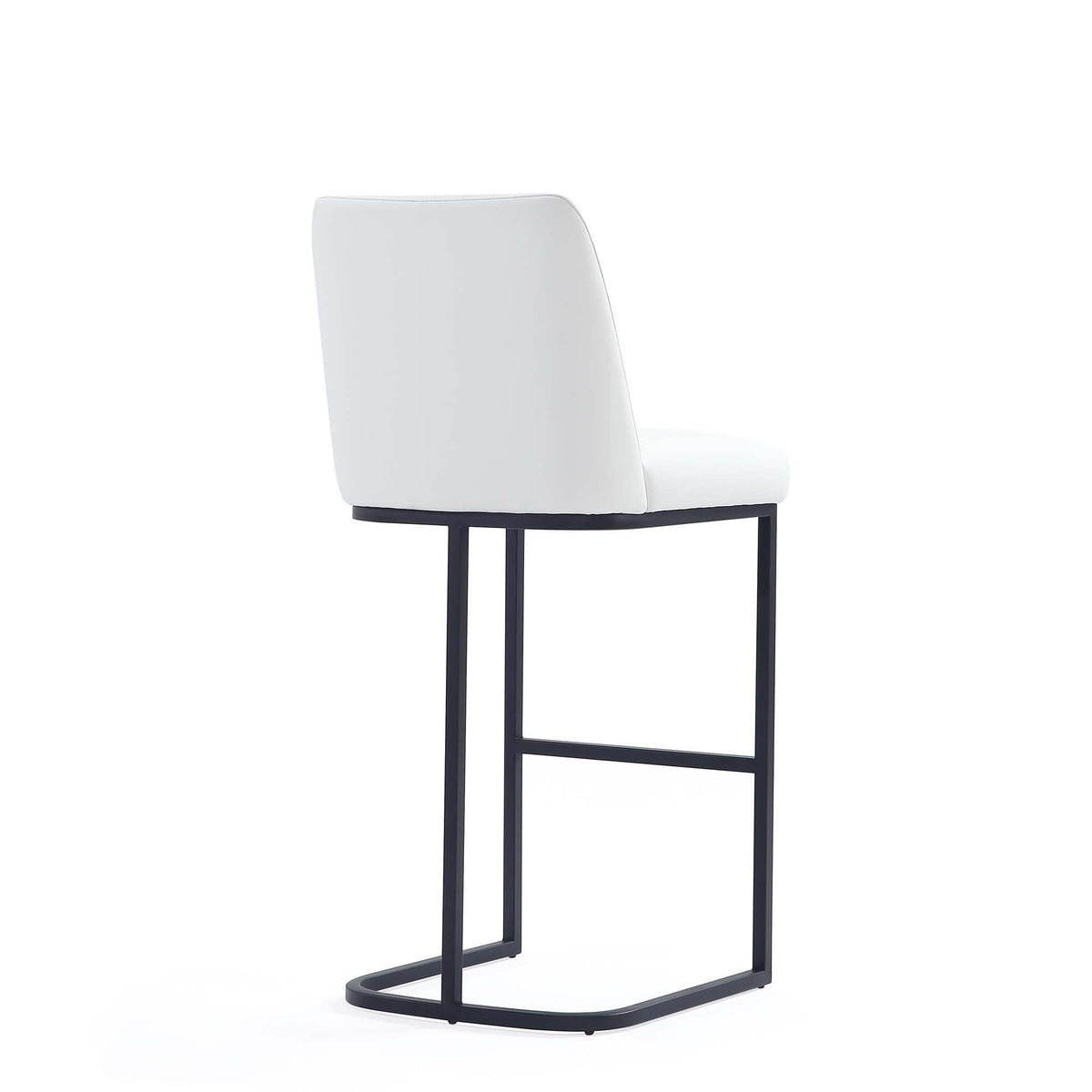 Serena Barstool, HouseOfZazla, white upholstered seat and black metal frame, bar-height 28-30in on Tampa Home & Garden Store