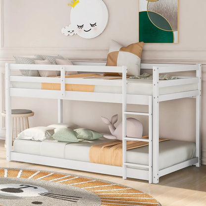 Durable Solid Wood Floor Bunk Bed With Ladder