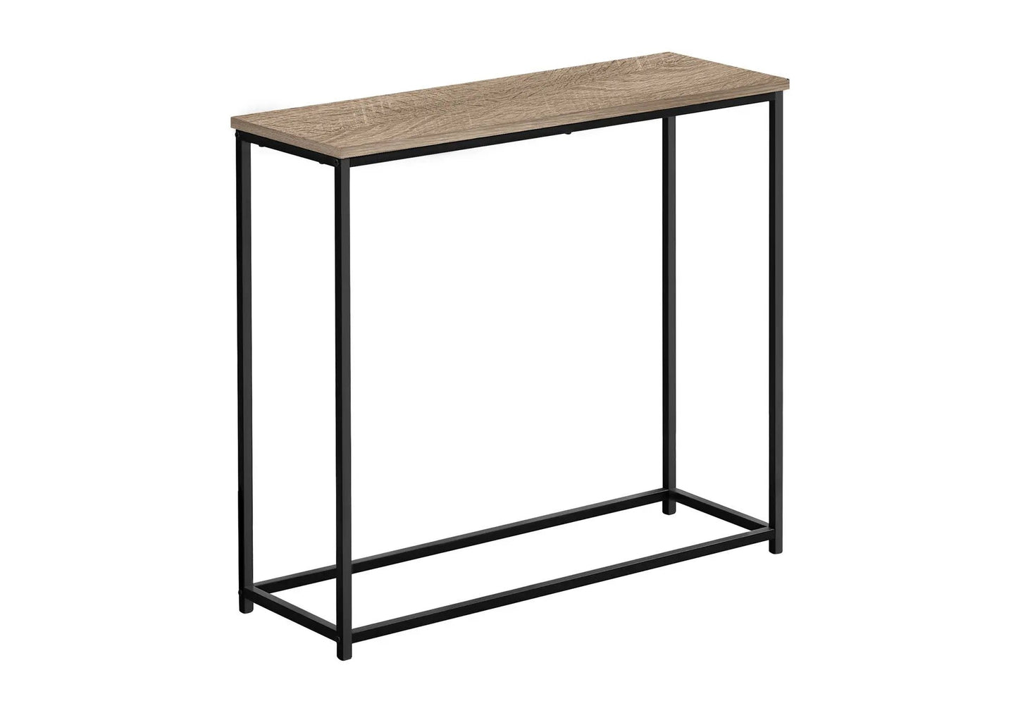 Accent Console Table with natural oak top and black metal frame for entryway, modern design on Tampa Home & Garden Store